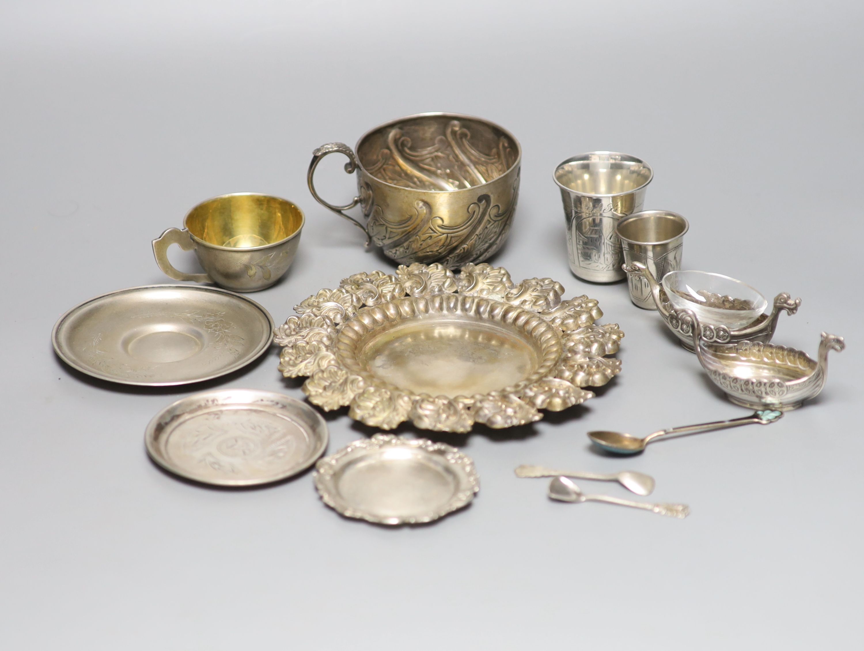 A small group of late 19th/early 20th century Russian 84 zolotnik items